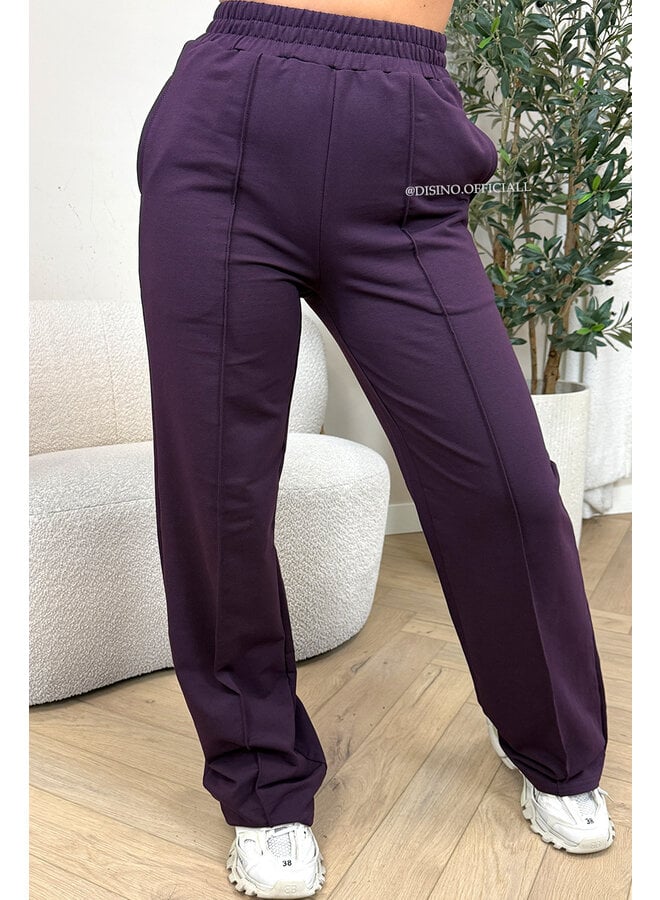PURPLE - 'EVI COMFY PANTS' - PREMIUM QUALITY WIDE LEG JOGGER PANTS
