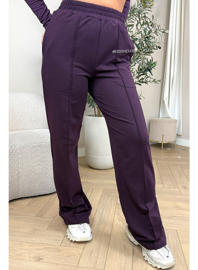 PURPLE - 'EVI COMFY PANTS' - PREMIUM QUALITY WIDE LEG JOGGER PANTS