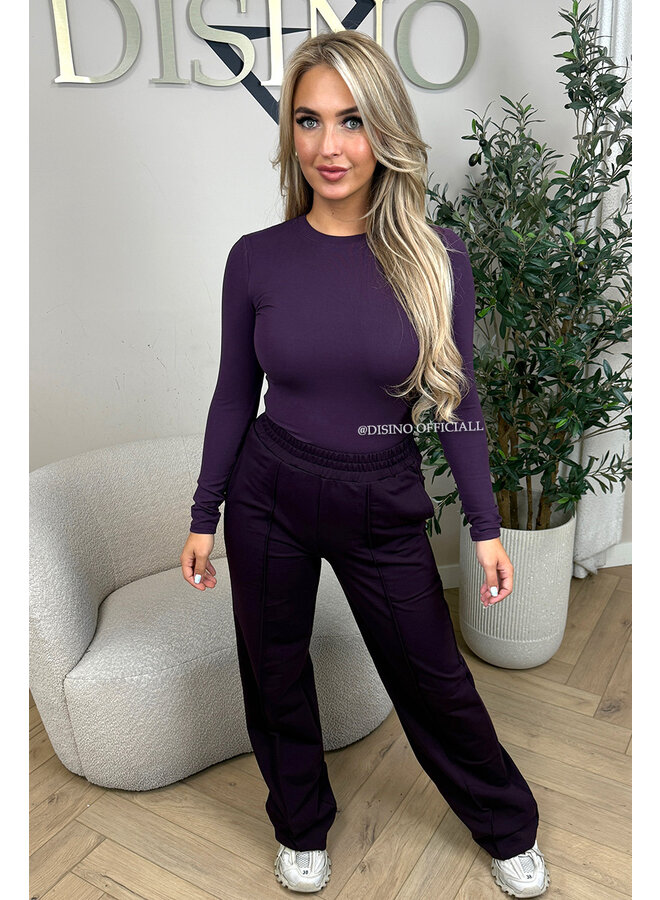 PURPLE - 'EVI COMFY PANTS' - PREMIUM QUALITY WIDE LEG JOGGER PANTS