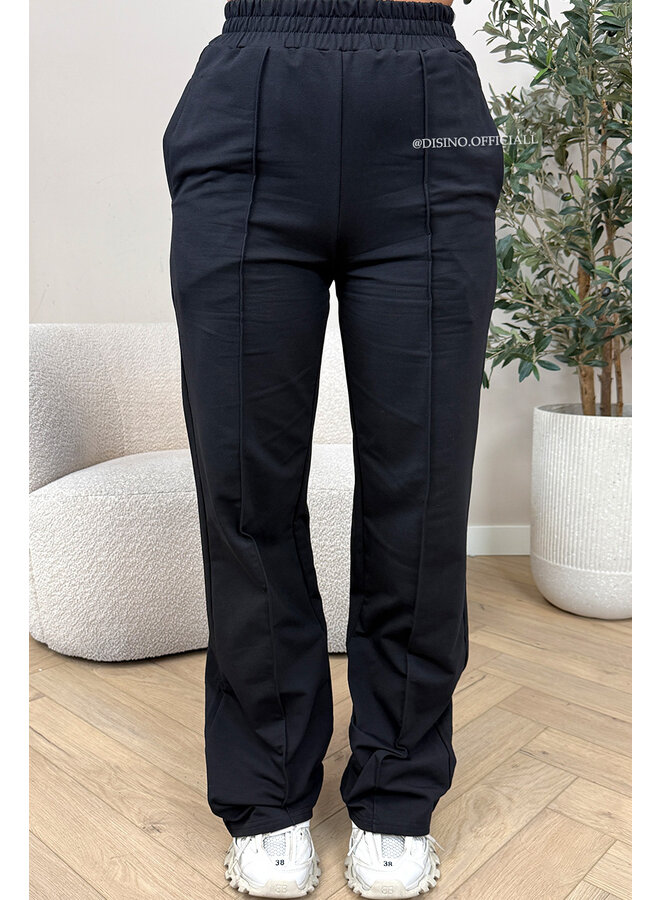 BLACK - 'EVI COMFY PANTS' - PREMIUM QUALITY WIDE LEG JOGGER PANTS