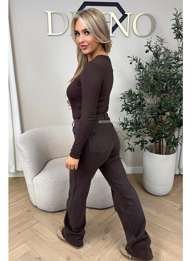 CHOCO - 'LINDSEY TOP' - STRETCH PERFECT FIT LONG SLEEVE TOP