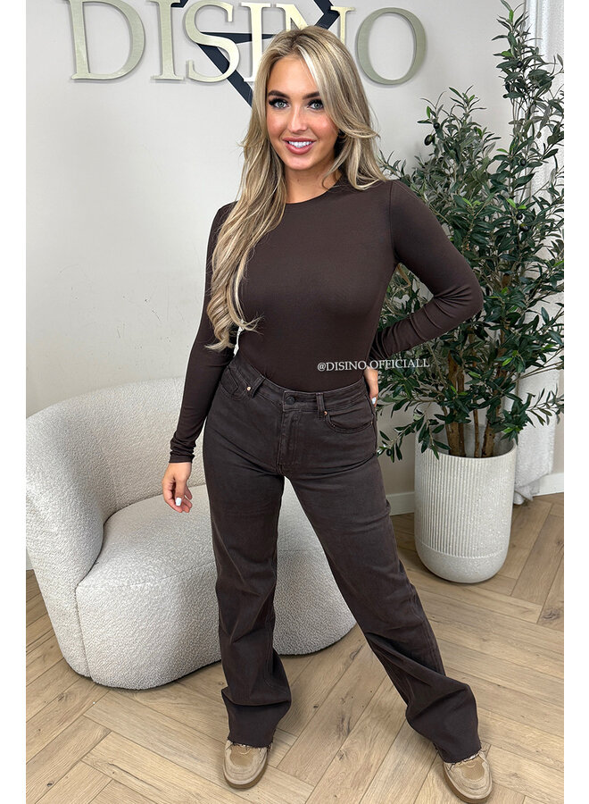 CHOCO - 'LINDSEY TOP' - STRETCH PERFECT FIT LONG SLEEVE TOP