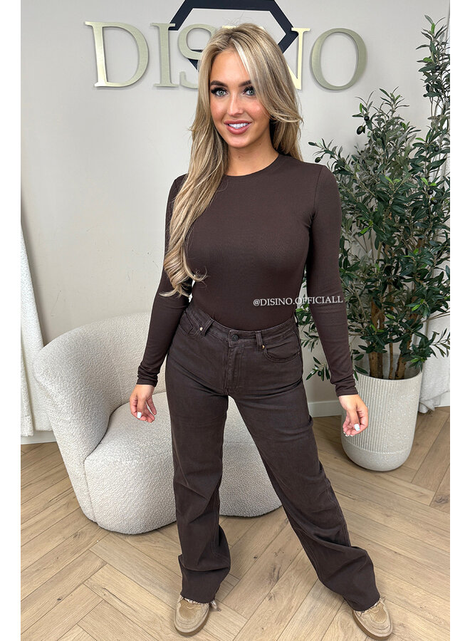 CHOCO - 'LINDSEY TOP' - STRETCH PERFECT FIT LONG SLEEVE TOP