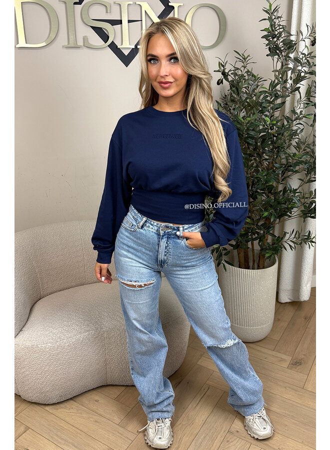 NAVY BLUE - 'SNATCHED SWEATER' - PREMIUM QUALITY REDEFINED SNATCHED SWEATER TOP