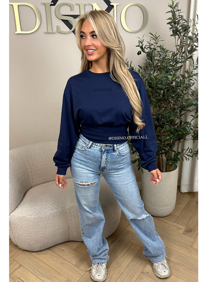 NAVY BLUE - 'SNATCHED SWEATER' - PREMIUM QUALITY REDEFINED SNATCHED SWEATER TOP