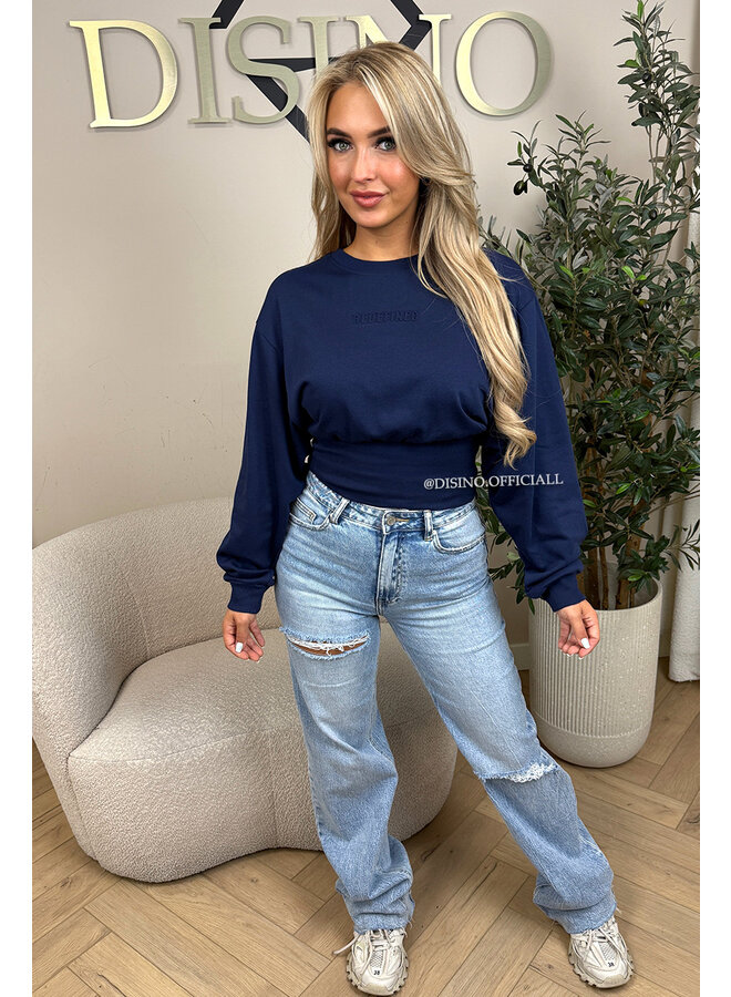 NAVY BLUE - 'SNATCHED SWEATER' - PREMIUM QUALITY REDEFINED SNATCHED SWEATER TOP