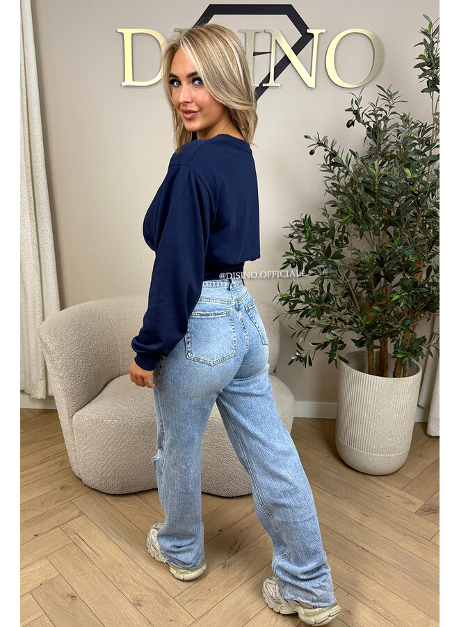 NAVY BLUE - 'SNATCHED SWEATER' - PREMIUM QUALITY REDEFINED SNATCHED SWEATER TOP