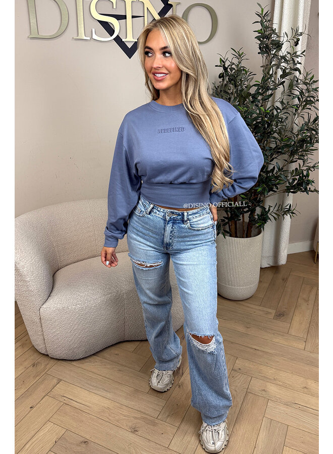 JEANS BLUE - 'SNATCHED SWEATER' - PREMIUM QUALITY REDEFINED SNATCHED SWEATER TOP