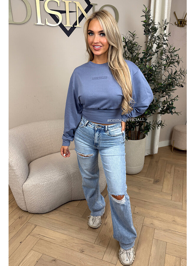 JEANS BLUE - 'SNATCHED SWEATER' - PREMIUM QUALITY REDEFINED SNATCHED SWEATER TOP