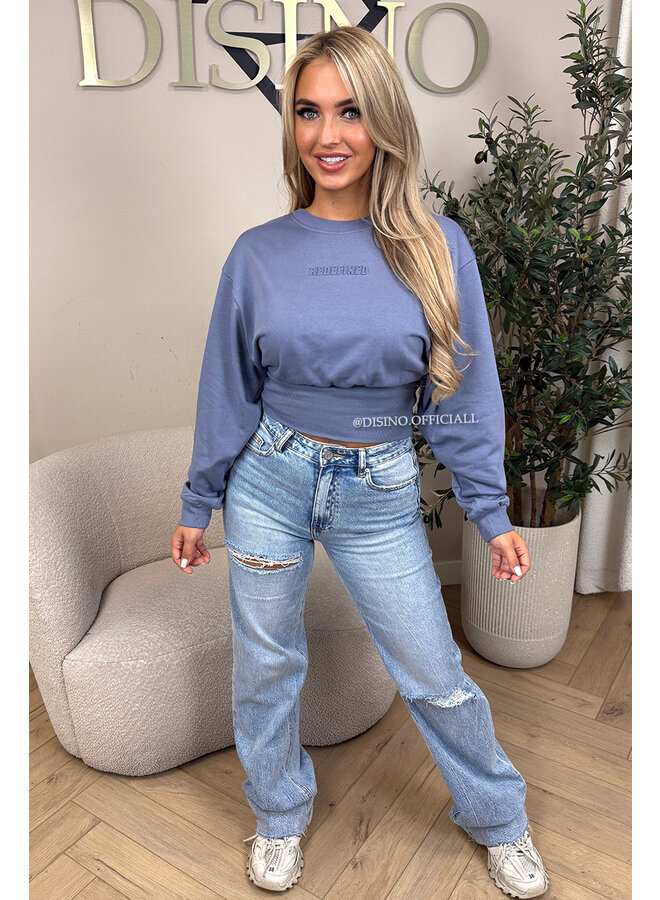 JEANS BLUE - 'SNATCHED SWEATER' - PREMIUM QUALITY REDEFINED SNATCHED SWEATER TOP