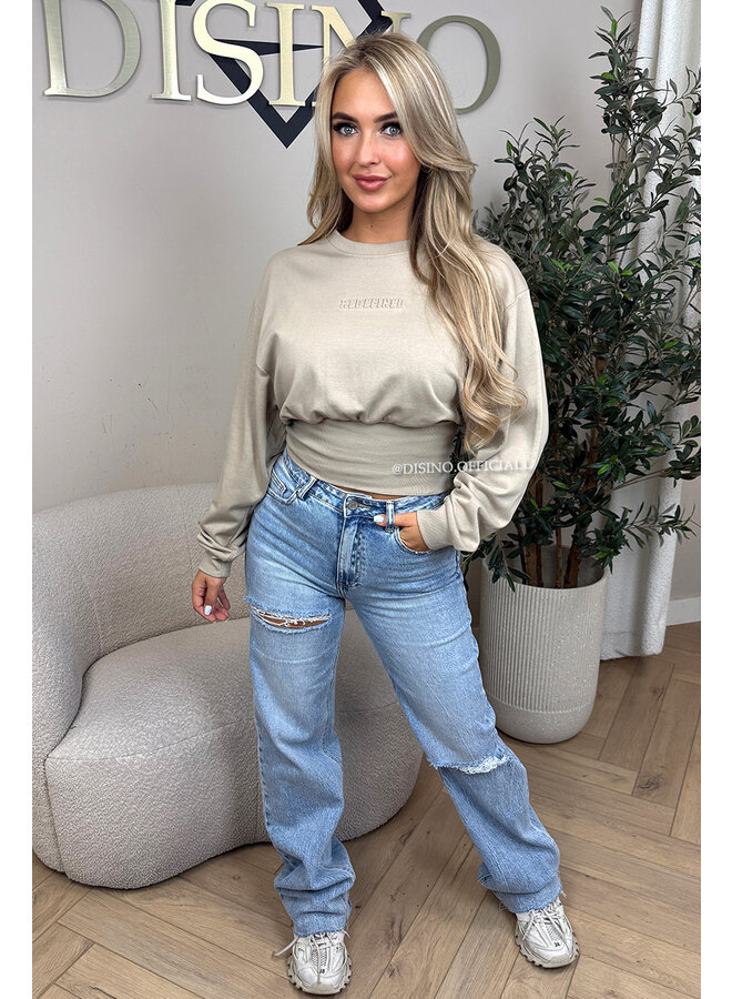 BEIGE - 'SNATCHED SWEATER' - PREMIUM QUALITY REDEFINED SNATCHED SWEATER TOP