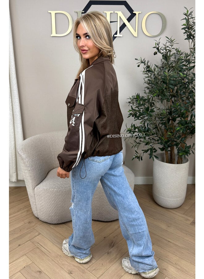 CHOCO - 'ZORA JACKET' - STRIPED HALF DENIM HALF TRAINER JACKET