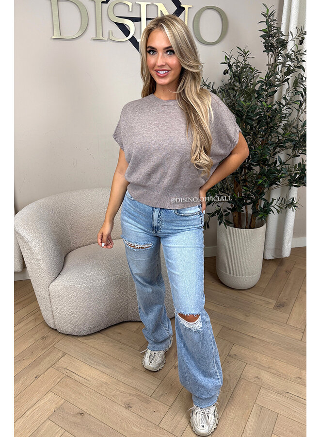 TAUPE - 'NIYA KNIT' - SUPER SOFT SHORT SLEEVE KNIT