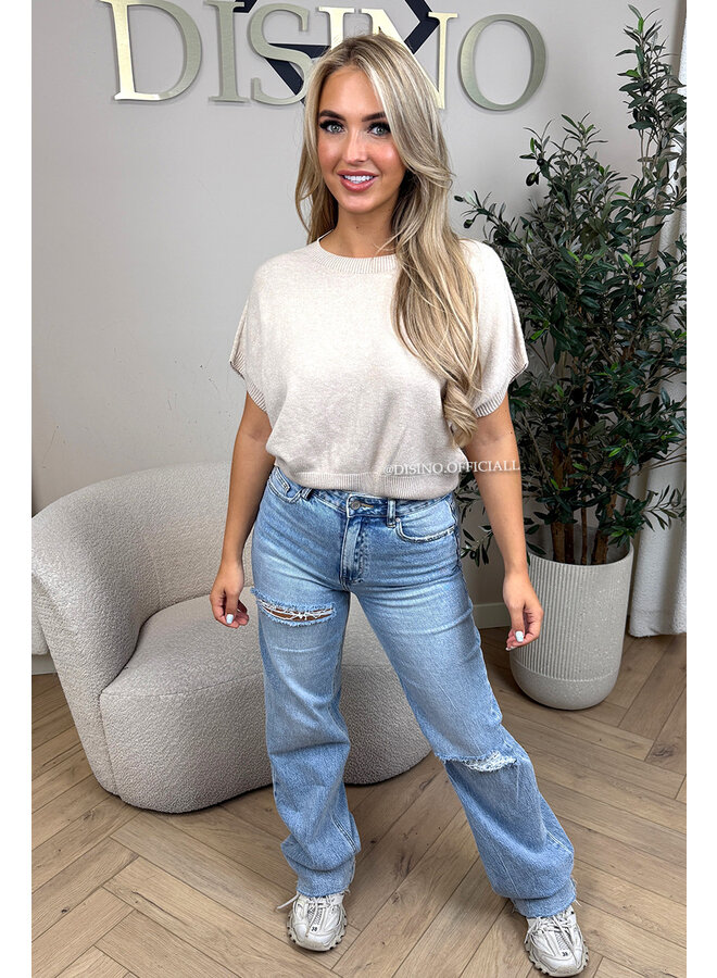 BEIGE - 'NIYA KNIT' - SUPER SOFT SHORT SLEEVE KNIT