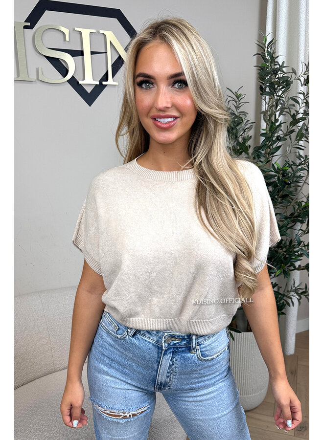 BEIGE - 'NIYA KNIT' - SUPER SOFT SHORT SLEEVE KNIT