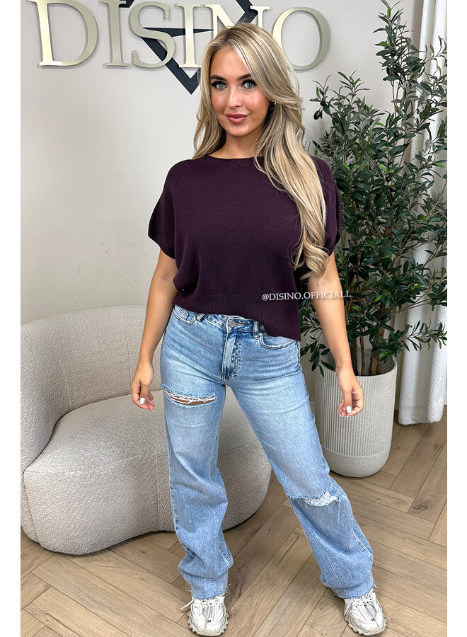 PURPLE - 'NIYA KNIT' - SUPER SOFT SHORT SLEEVE KNIT