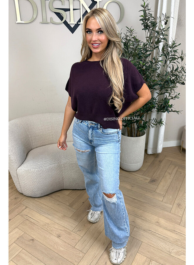 PURPLE - 'NIYA KNIT' - SUPER SOFT SHORT SLEEVE KNIT