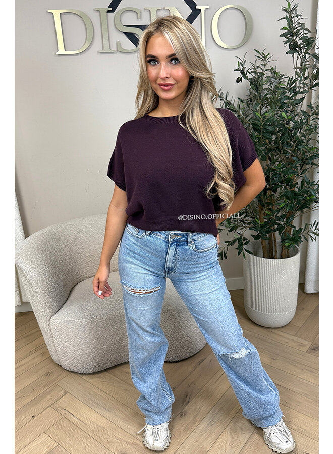 PURPLE - 'NIYA KNIT' - SUPER SOFT SHORT SLEEVE KNIT