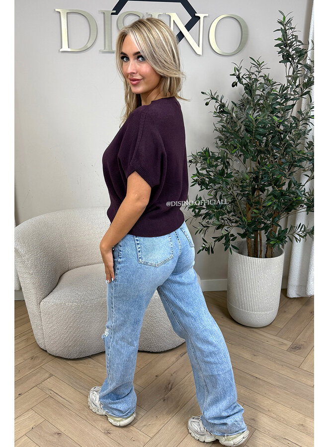 PURPLE - 'NIYA KNIT' - SUPER SOFT SHORT SLEEVE KNIT