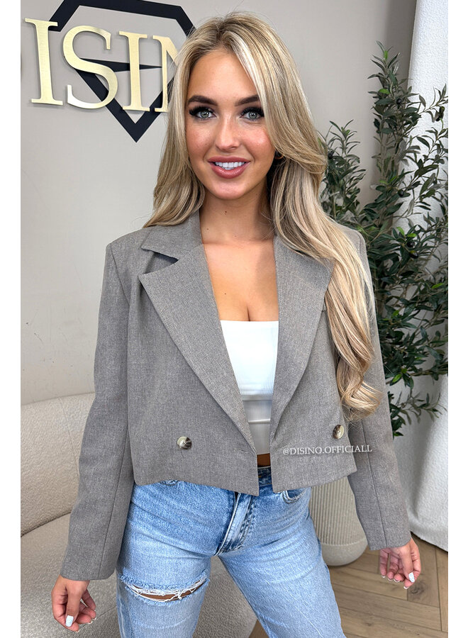 TAUPE - 'NOVI CROPPED BLAZER' - PREMIUM QUALITY CROPPED BLAZER