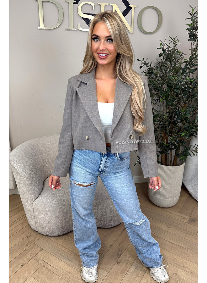 TAUPE - 'NOVI CROPPED BLAZER' - PREMIUM QUALITY CROPPED BLAZER