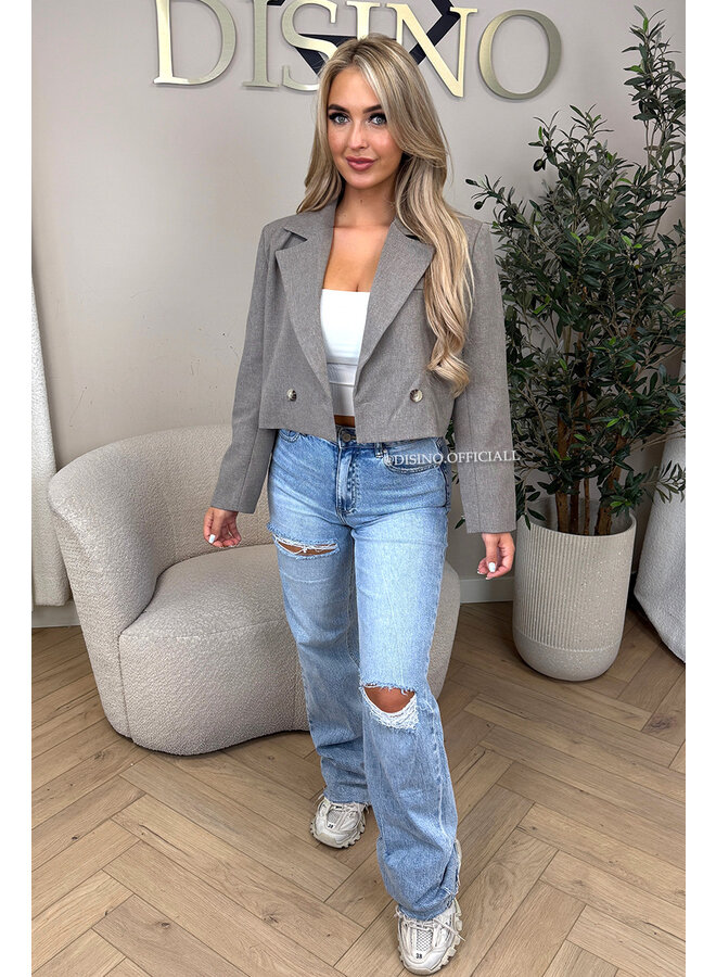 TAUPE - 'NOVI CROPPED BLAZER' - PREMIUM QUALITY CROPPED BLAZER