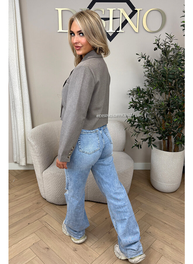 TAUPE - 'NOVI CROPPED BLAZER' - PREMIUM QUALITY CROPPED BLAZER