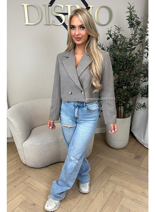 TAUPE - 'NOVI CROPPED BLAZER' - PREMIUM QUALITY CROPPED BLAZER