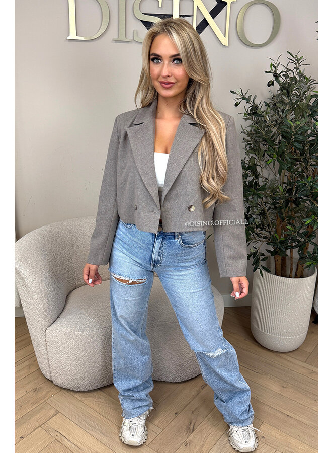 TAUPE - 'NOVI CROPPED BLAZER' - PREMIUM QUALITY CROPPED BLAZER