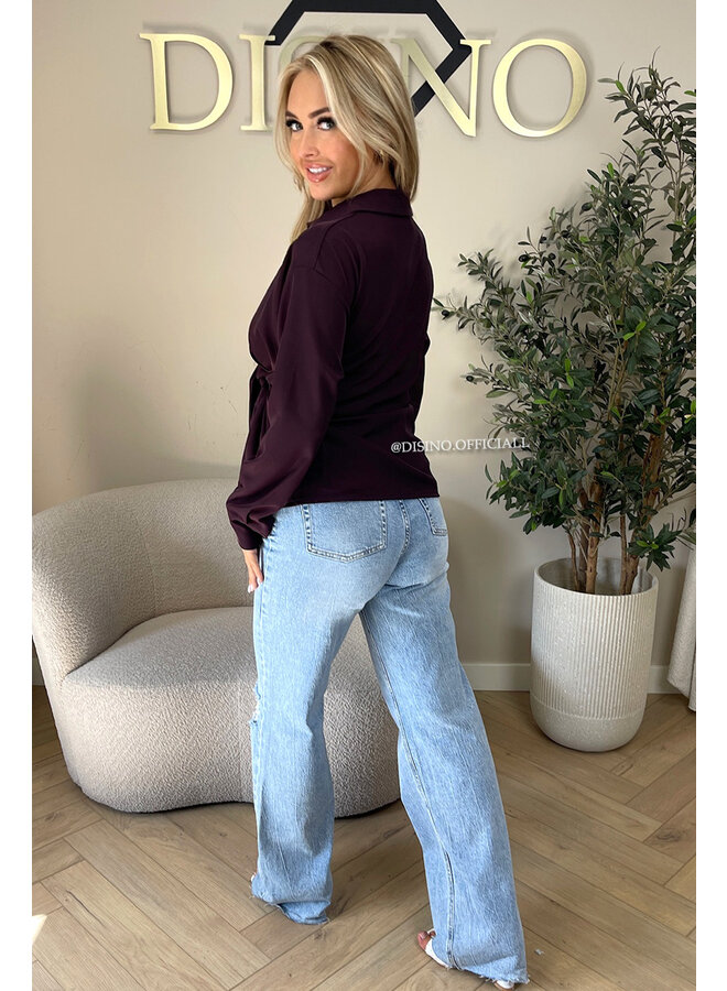 PURPLE - 'ELENI BLOUSE' - PREMIUM QUALITY KNOT BLOUSE