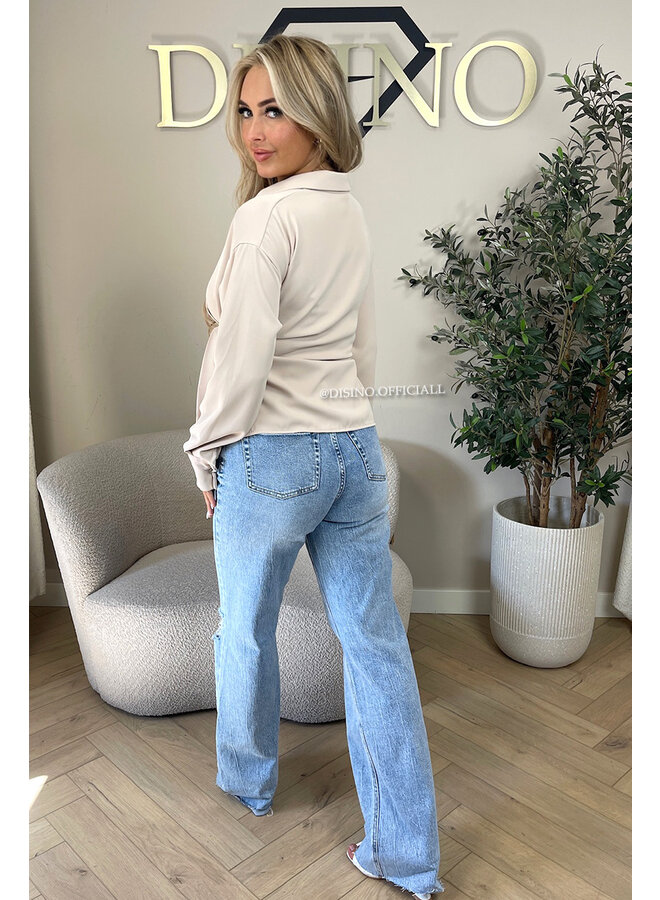 BEIGE - 'ELENI BLOUSE' - PREMIUM QUALITY KNOT BLOUSE