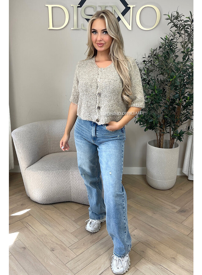 BEIGE - 'BETSY TOP' - TEDDY BUTTON UP TOP