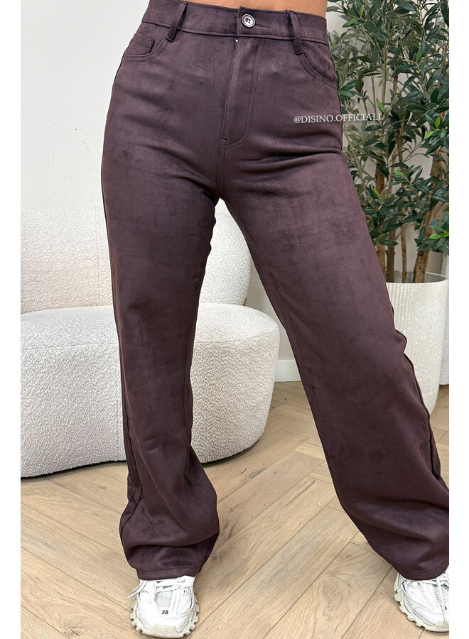 BORDEAUX - 'MONROE JEANS' - SUEDE STRETCH STRAIGHT LEG PANTS