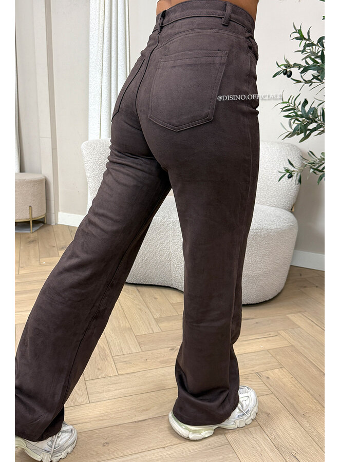 CHOCO - 'MONROE JEANS' - SUEDE STRETCH STRAIGHT LEG PANTS