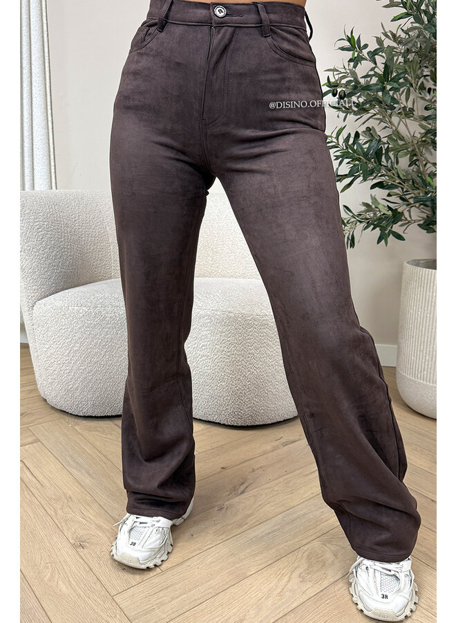 CHOCO - 'MONROE JEANS' - SUEDE STRETCH STRAIGHT LEG PANTS