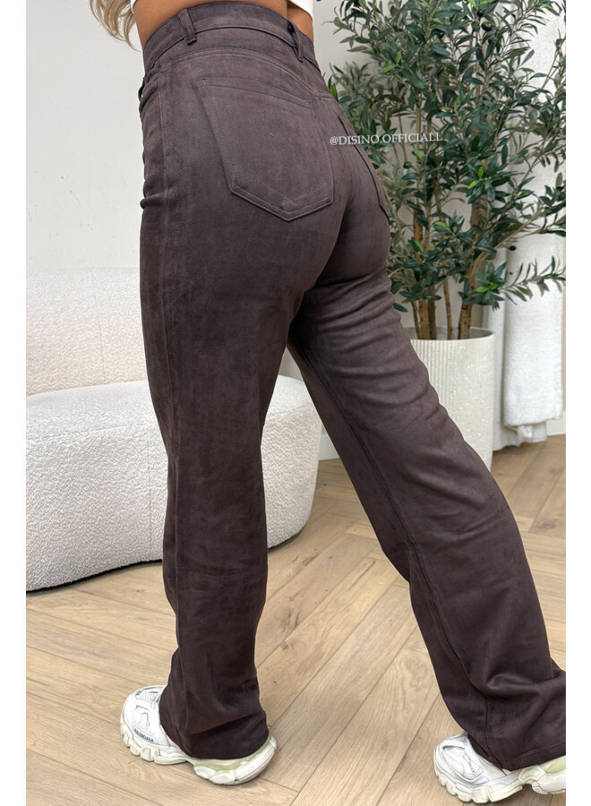 CHOCO - 'MONROE JEANS' - SUEDE STRETCH STRAIGHT LEG PANTS