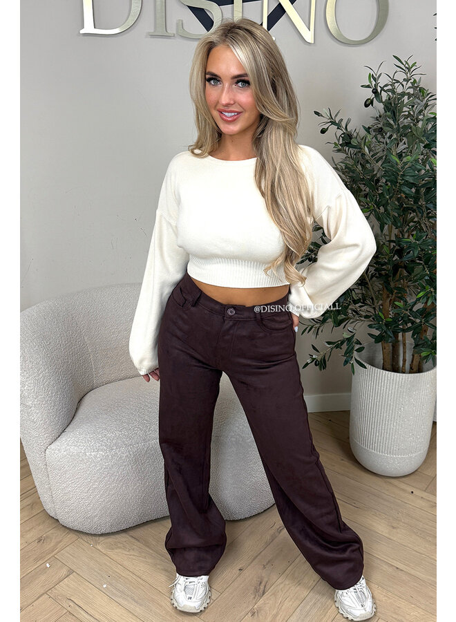 BORDEAUX - 'MONROE JEANS' - SUEDE STRETCH STRAIGHT LEG PANTS