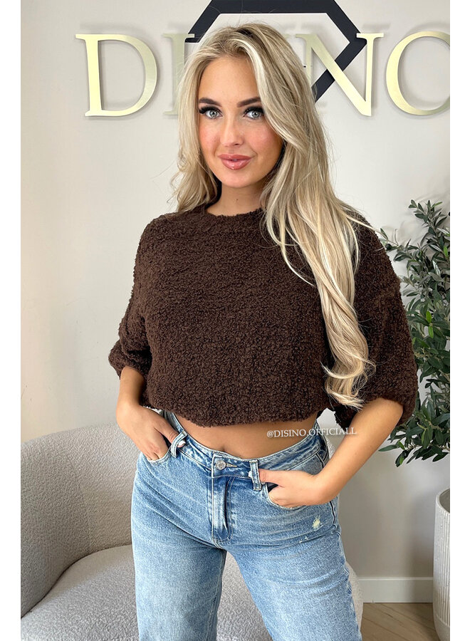 CHOCO - 'NONA SHORTSLEEVE' - SOFT & COZY TEDDY KNIT SWEATER