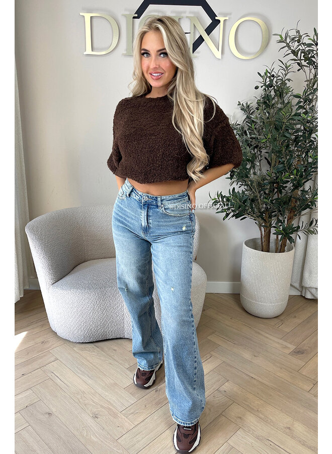 CHOCO - 'NONA SHORTSLEEVE' - SOFT & COZY TEDDY KNIT SWEATER