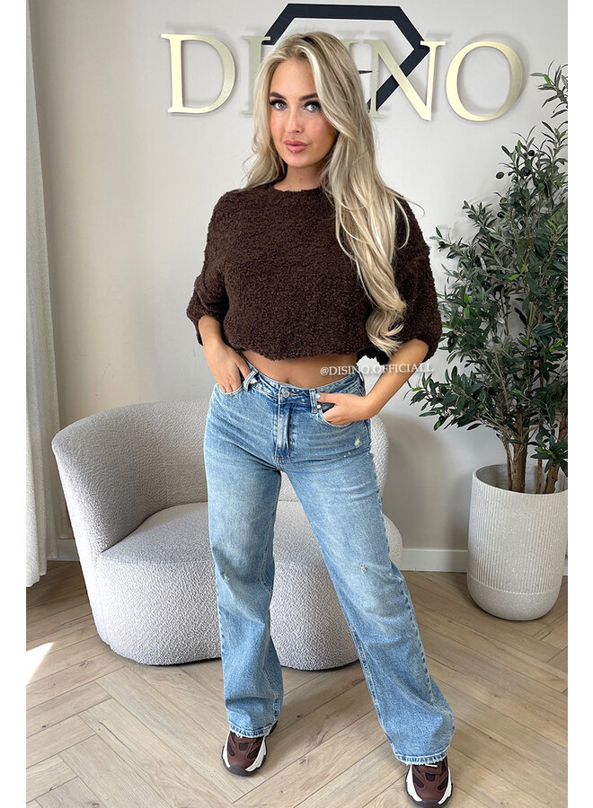 CHOCO - 'NONA SHORTSLEEVE' - SOFT & COZY TEDDY KNIT SWEATER