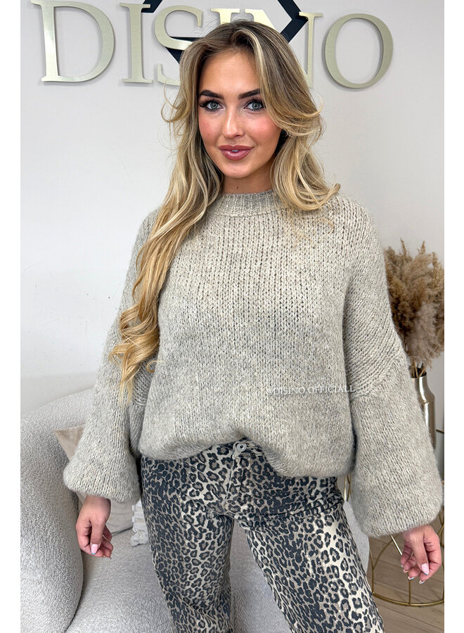 SAND - 'SOPHIA BALLOON SLEEVE' - OVERSIZED PREMIUM QUALITY BELL SLEEVE KNIT