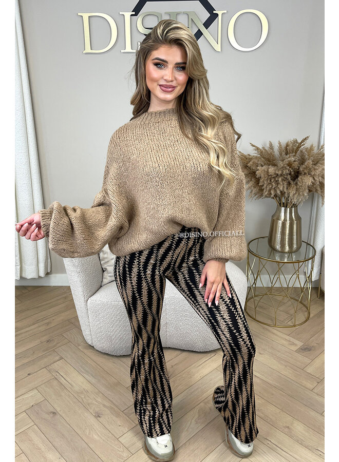 CAMEL - 'SOPHIA BALLOON SLEEVE' - OVERSIZED PREMIUM QUALITY BELL SLEEVE KNIT