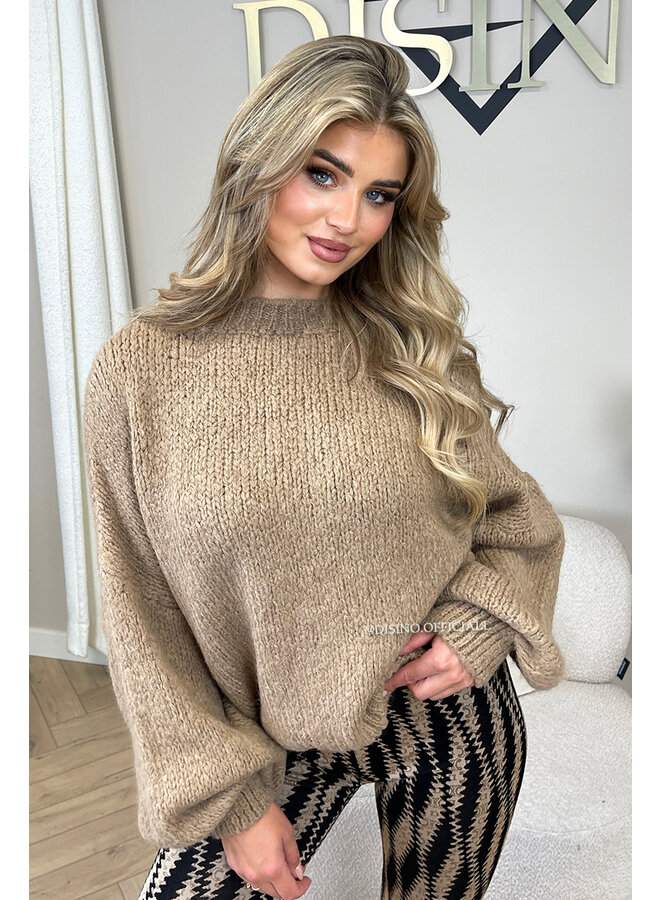 CAMEL - 'SOPHIA BALLOON SLEEVE' - OVERSIZED PREMIUM QUALITY BELL SLEEVE KNIT