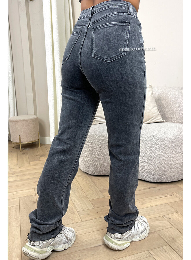 DARK GREY - 'BEVERLY' - EXTRA LONG SUPER STRETCH STRAIGHT LEG JEANS