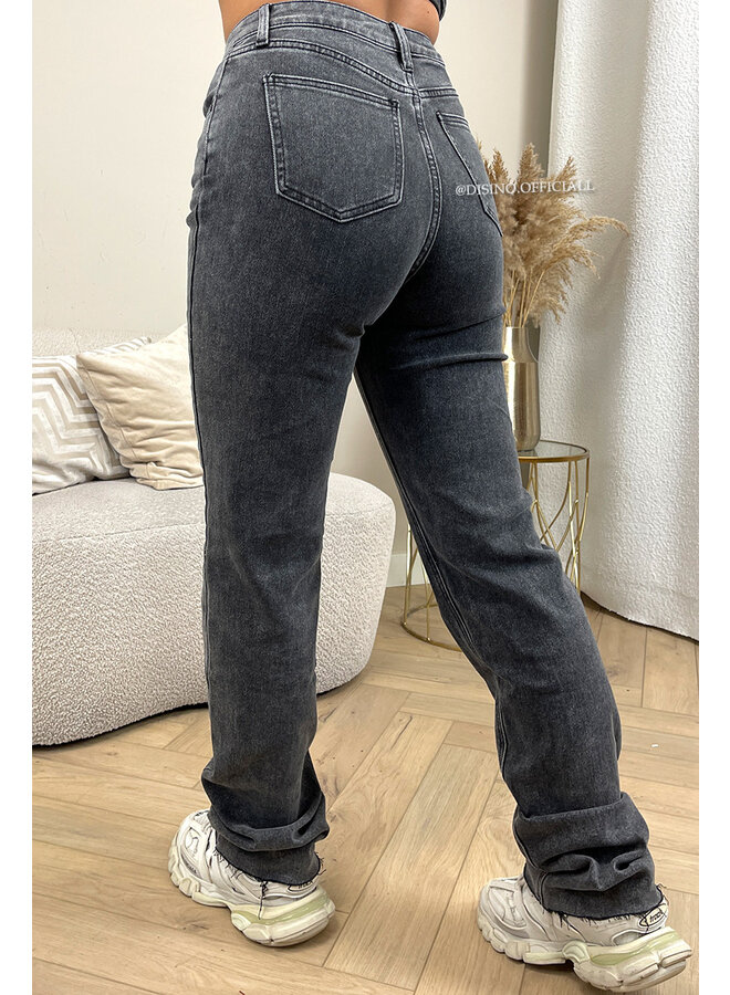 DARK GREY - 'BEVERLY' - EXTRA LONG SUPER STRETCH STRAIGHT LEG JEANS