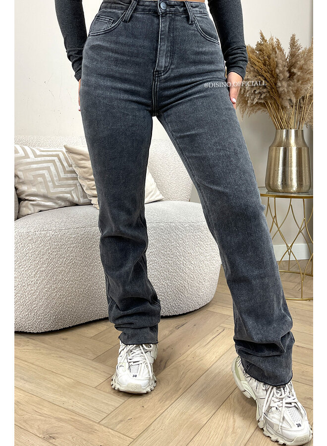 DARK GREY - 'BEVERLY' - EXTRA LONG SUPER STRETCH STRAIGHT LEG JEANS