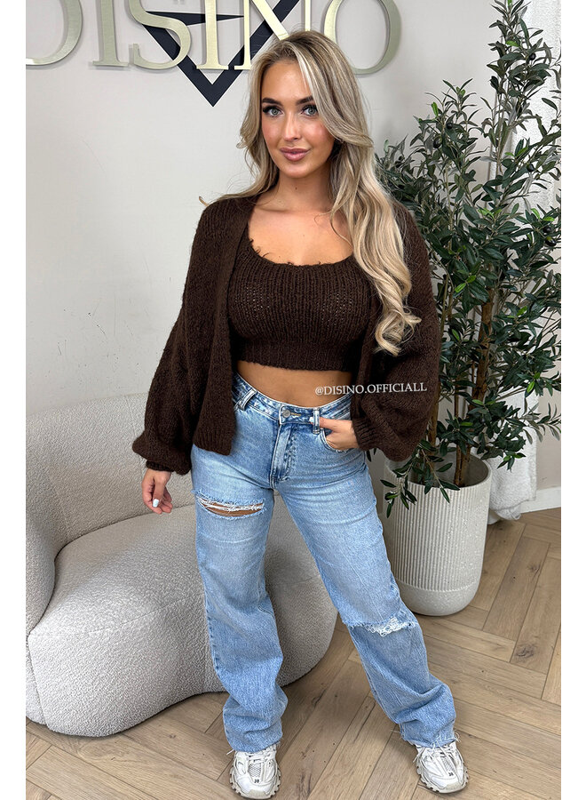 CHOCO - 'LIMA SET' - COZY KNITTED TOP + BALLOON VEST