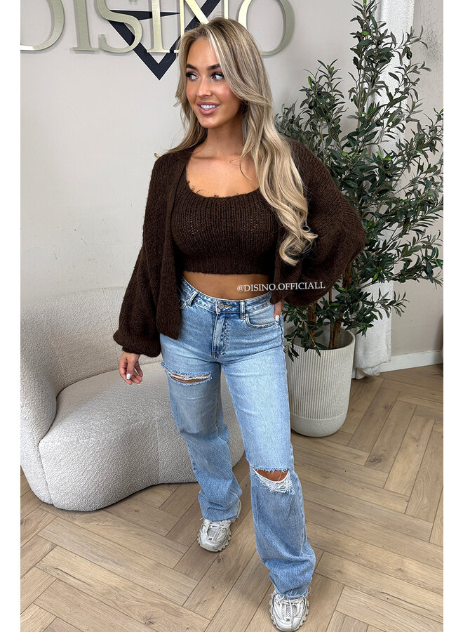 CHOCO - 'LIMA SET' - COZY KNITTED TOP + BALLOON VEST