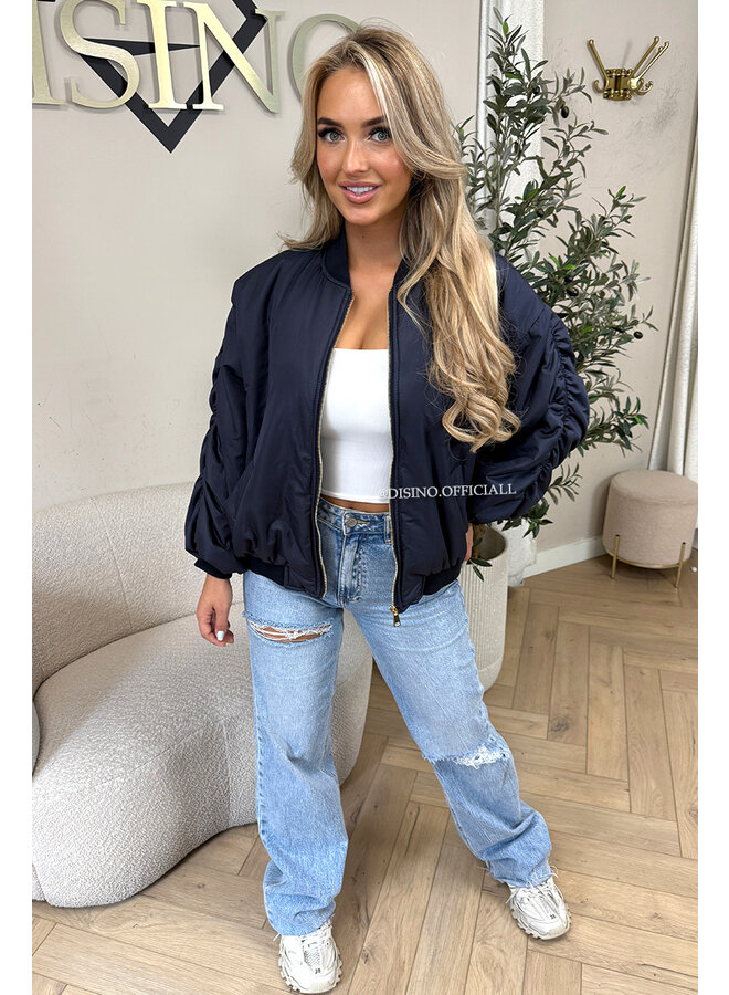 NAVY BLUE - 'DANI BOMBER' - OVERSIZED PUFFER BOMBER JACKET