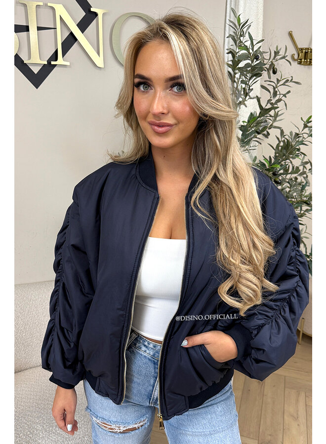 NAVY BLUE - 'DANI BOMBER' - OVERSIZED PUFFER BOMBER JACKET